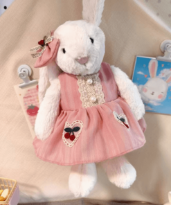 Pink Cherry Dress Set – Sakura-Inspired Dress & Hair Clip (for Bashful Bunny Medium)