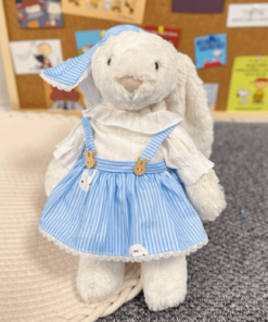 Blueberry Stripe Skirt Set – Wood Button & Striped Style (for Bashful Bunny Medium)