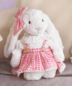 Pink Picnic Skirt Set – Gingham & Wood Button Style (for Bashful Bunny Medium)